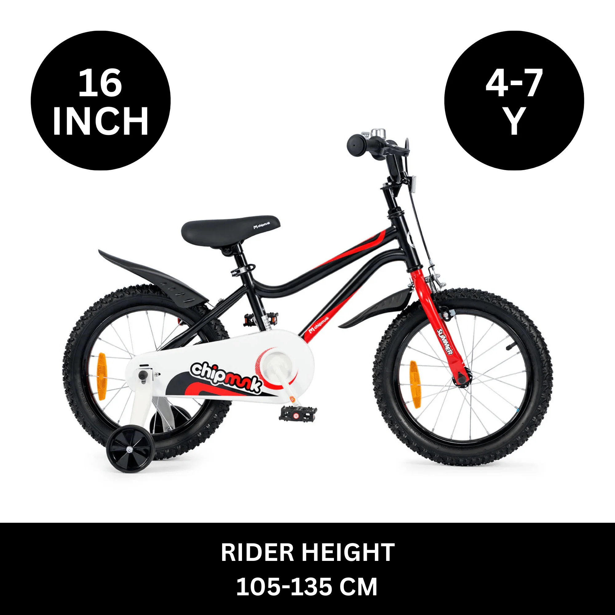 Chipmunk - MK RoyalBaby 16" Bicycle - Black - Image 3