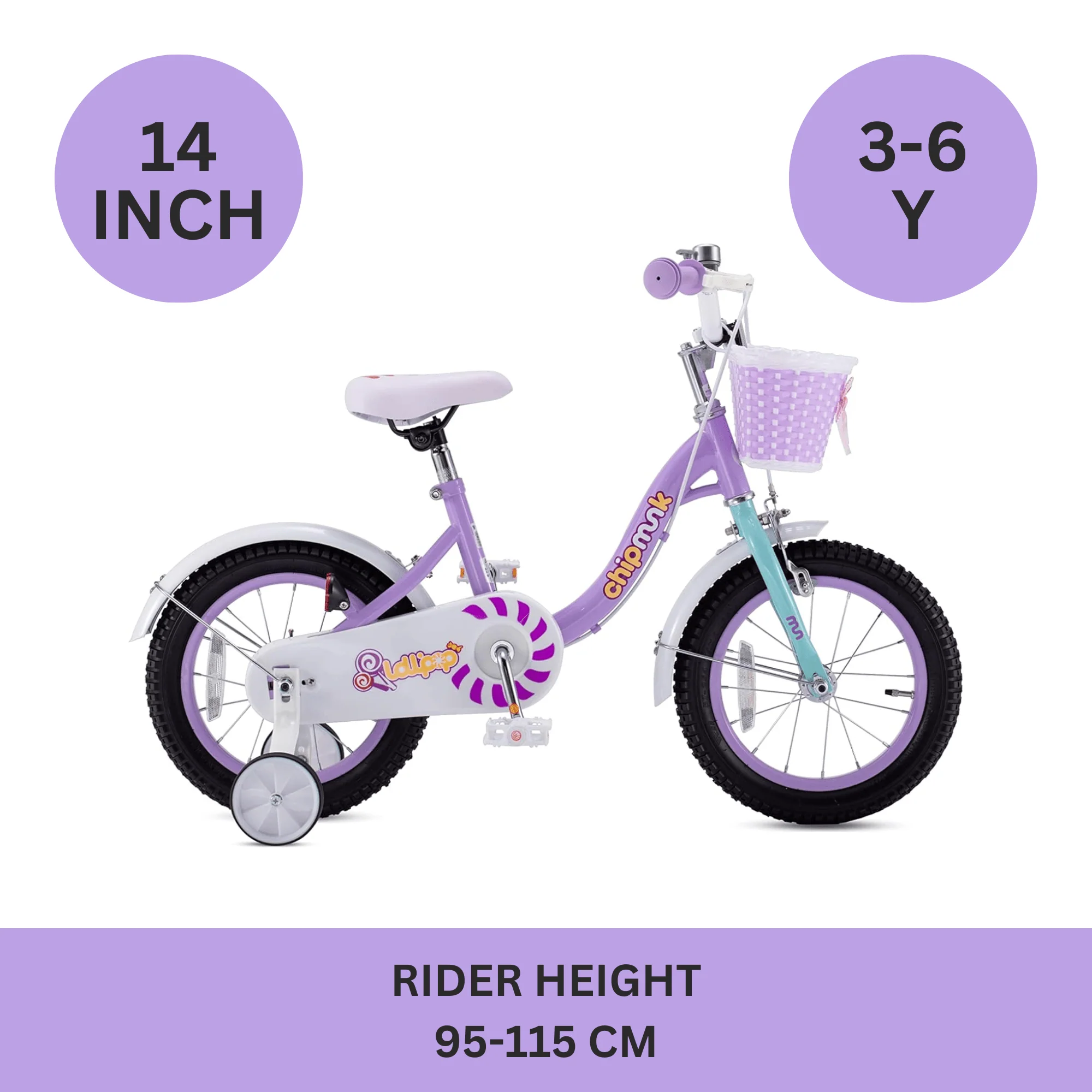 Chipmunk - RoyalBaby MM 14" Bicycle - Purple - Image 3