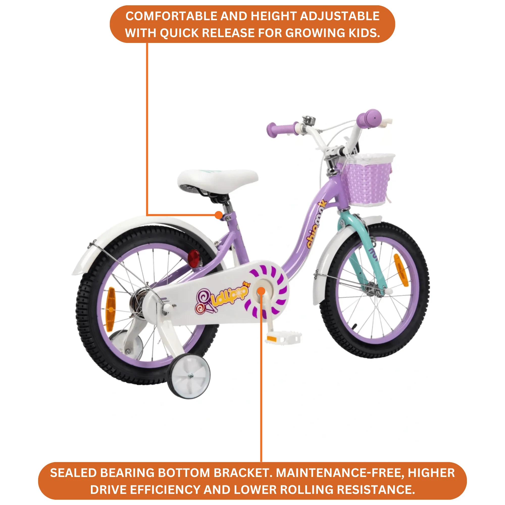 Chipmunk - RoyalBaby MM 14" Bicycle - Purple - Image 5