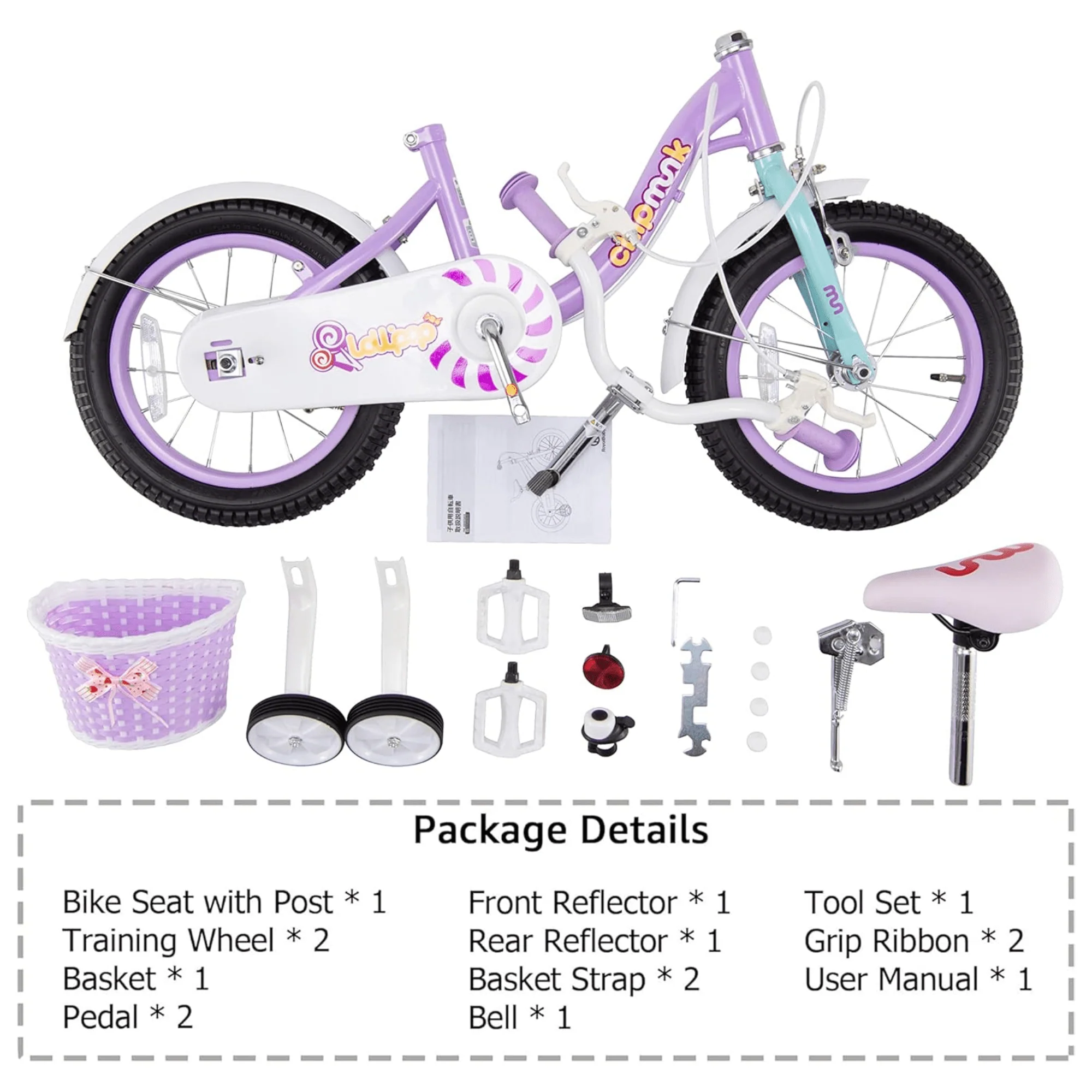 Chipmunk - RoyalBaby MM 14" Bicycle - Purple - Image 6