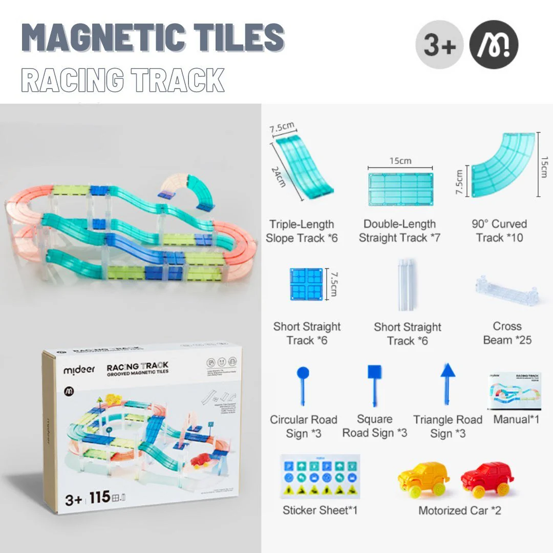Grooved Magnetic Tiles - Racing Track - Image 3