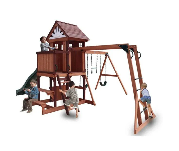 Mount Peak - Vinson Massif Swing Set and Playhouse with Wooden Roof - Image 3