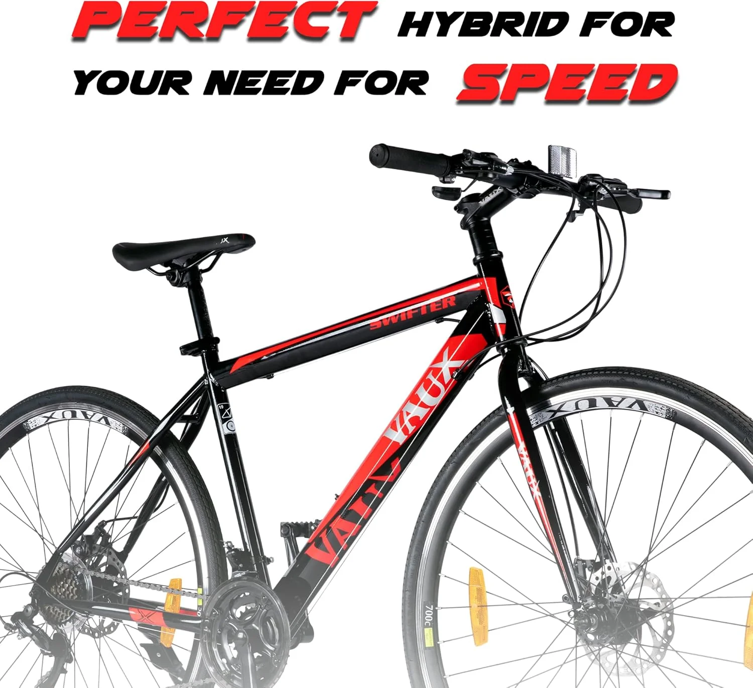 Vaux Swifter Hybrid Road Bike 700C - Black - Image 5