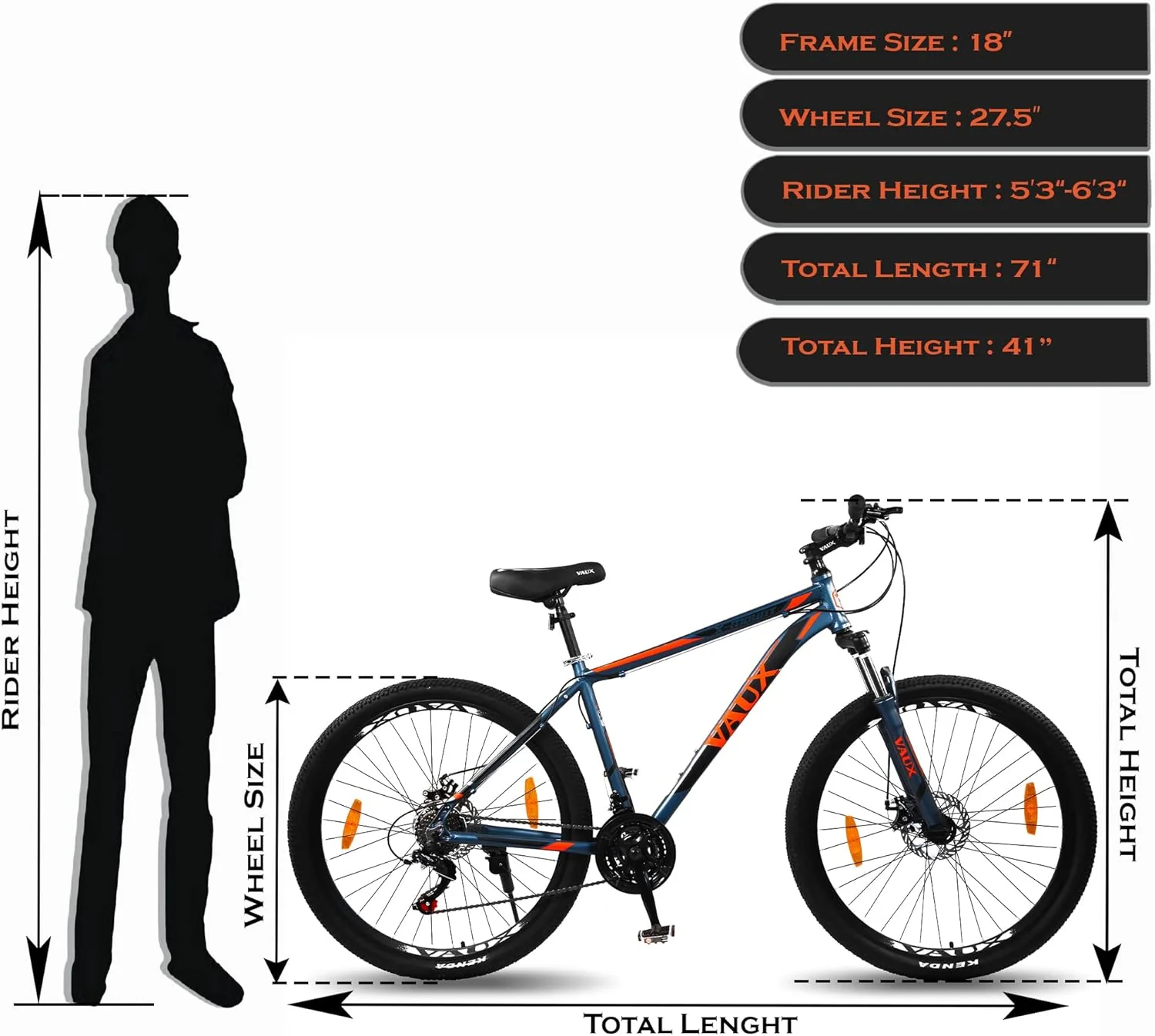 Vaux X-Mount 27.5" Mountain Bike - Blue - Image 3
